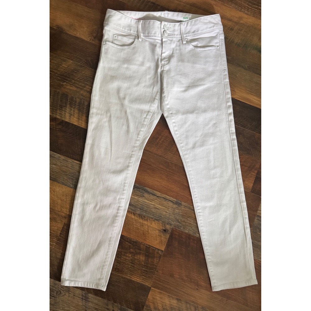 Lily Pulitzer Worth Skinny Mini White Jeans Zipper Button Pockets Size 4